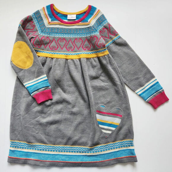 Hanna AnderssonCozy Up Wool Blend Gray Heart Sweater Dress Size 10140 cm